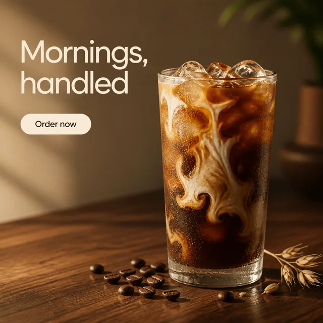 A 1:1 coffee advertisement generated from a one-line brief